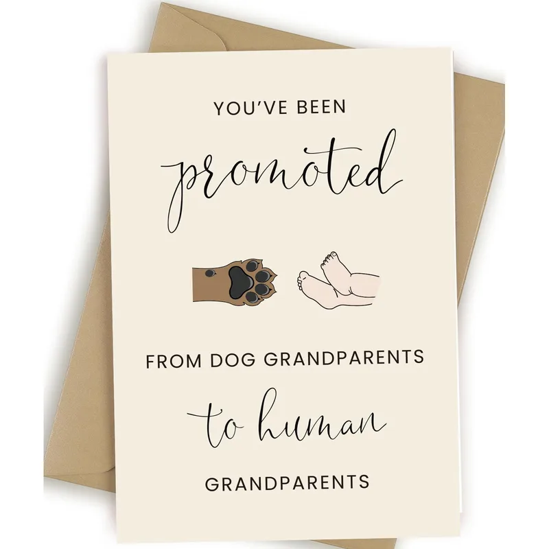 Cream Paw Print Icons Card: Promoted from Dog Grandparents