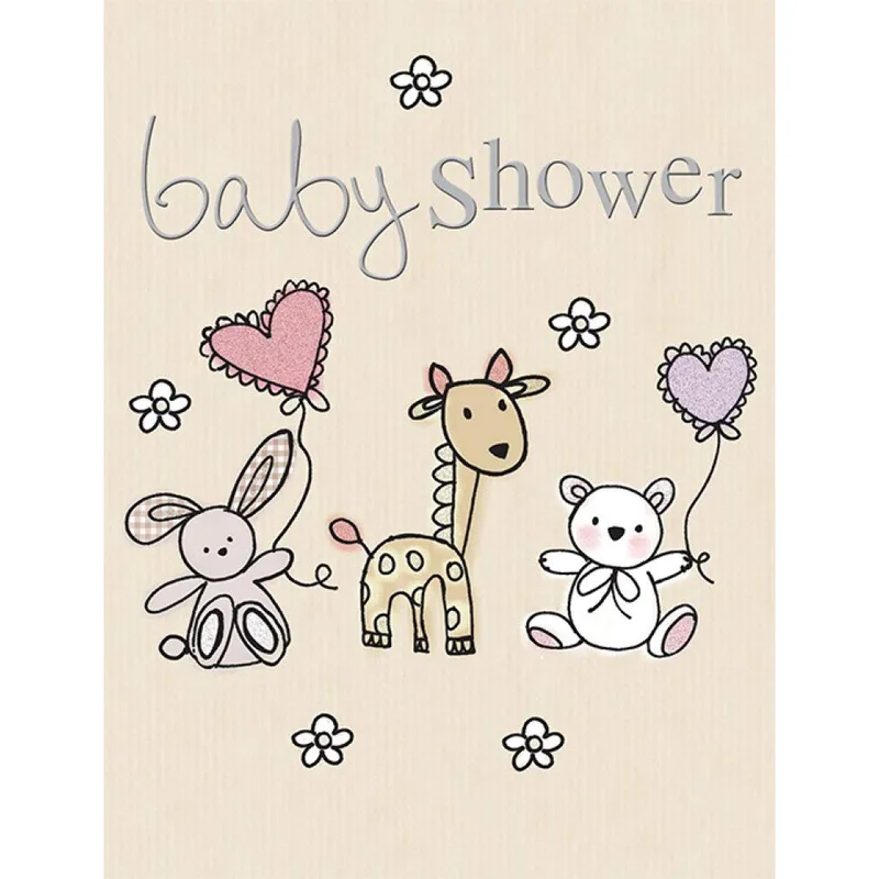 Art Animals Balloons Baby Shower Card featuring a giraffe