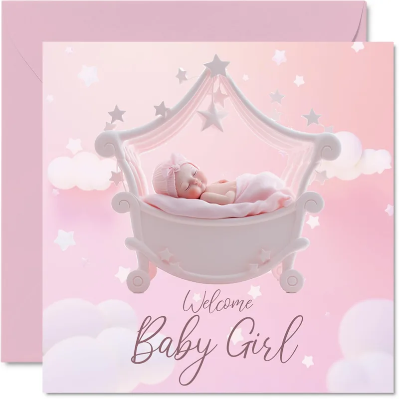 Cloud Crib Scene New Baby Card for a Sweet Welcome