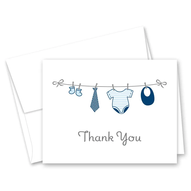 Baby Clothes Clothesline Thank You Card for New Parents