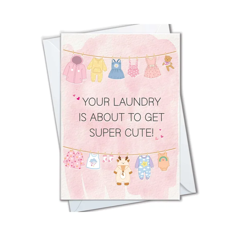 Baby Clothes Line New Baby Card for Laundry Lovers
