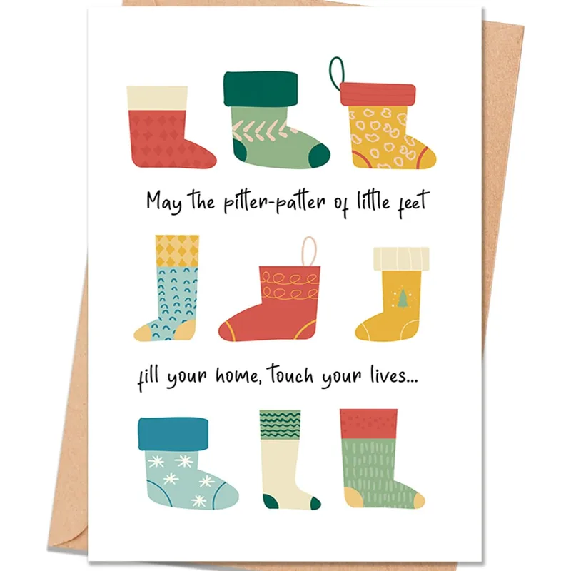 Knit Socks Pattern New Baby Card for Expecting Parents