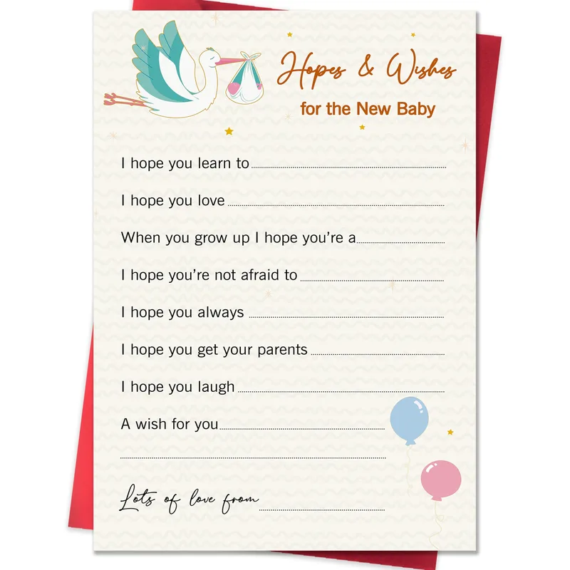 Cream Fill- Balloons New Baby Card: Hopes and Wishes for a New Arrival