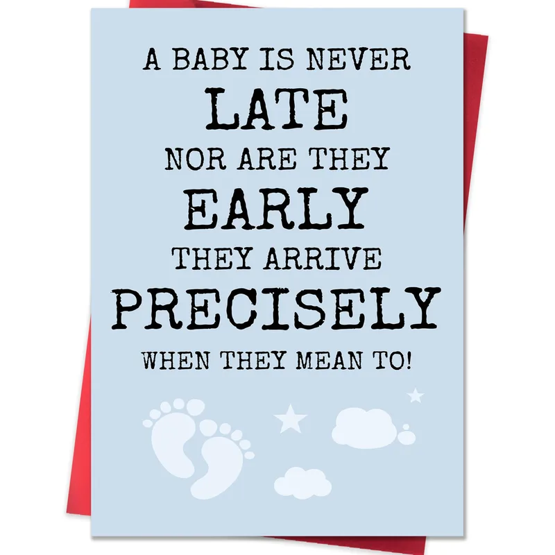 Light Blue Footprints New Baby Card features funny