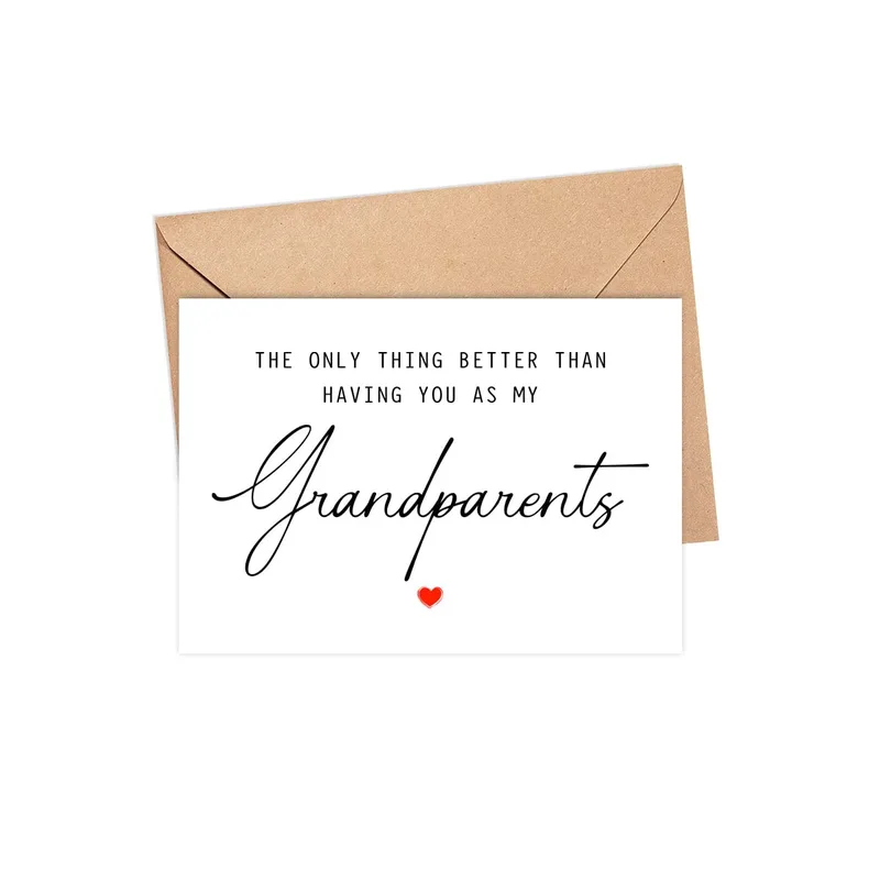 Kraft Envelope Black Script Card for New Grandparent Announcement