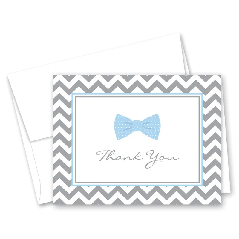 Chevron Bow Tie Thank You Card for Baby Shower Gratitude