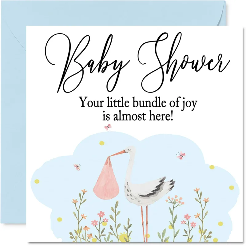 Stork Bundle Cloud Baby Shower Card Celebrates New Arrivals