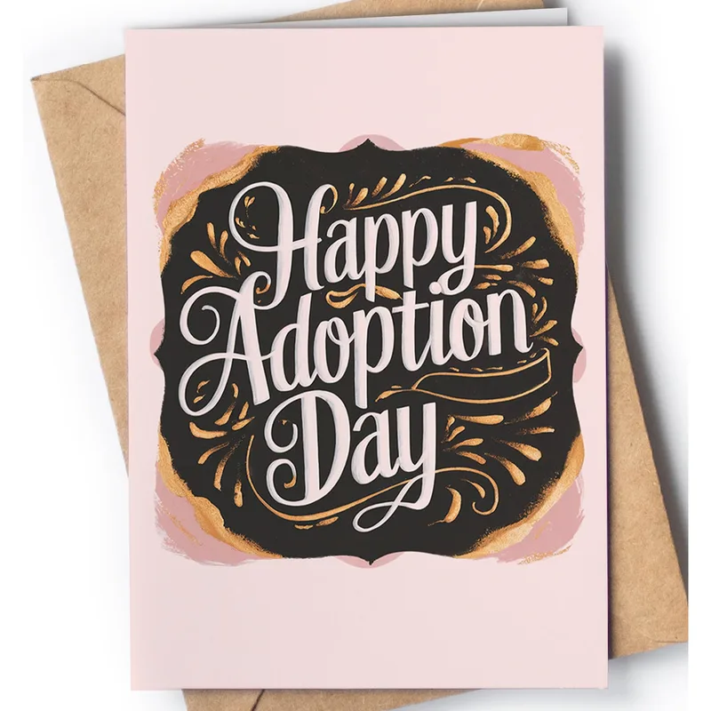 Black Ornate Lettering Card features elegant white script