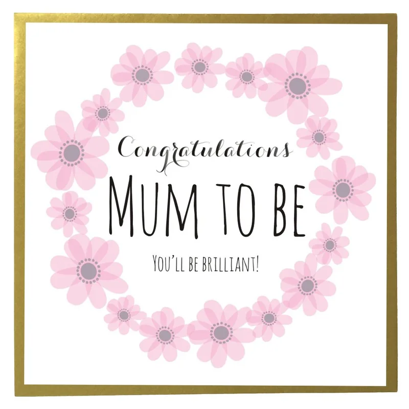 Daisy Wreath Border Pregnancy Card for New Moms