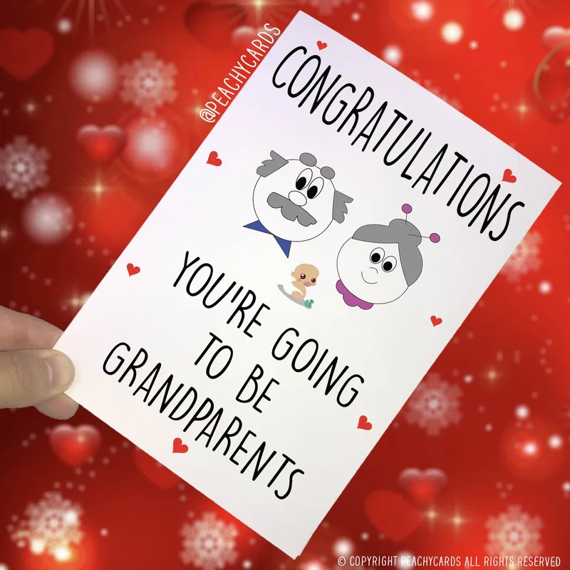 Couple Red Hearts Pregnancy Card for Grandparents