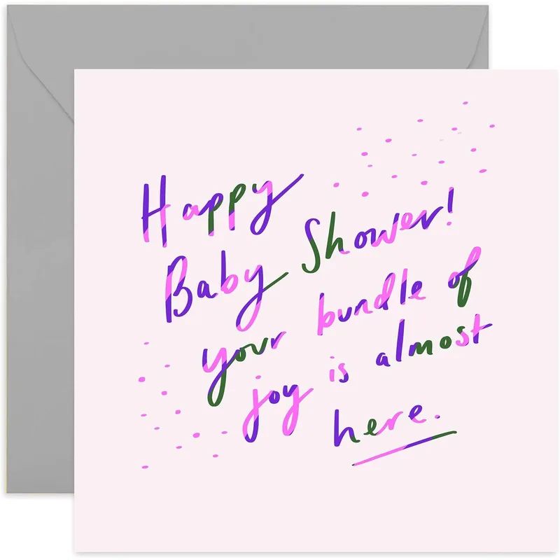 Neon Pink Handwritten Baby Shower Card Celebrates the Coming
