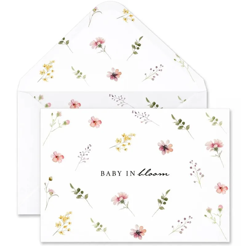 Pink Wildflower Pattern Baby Shower Card Celebrates New Life