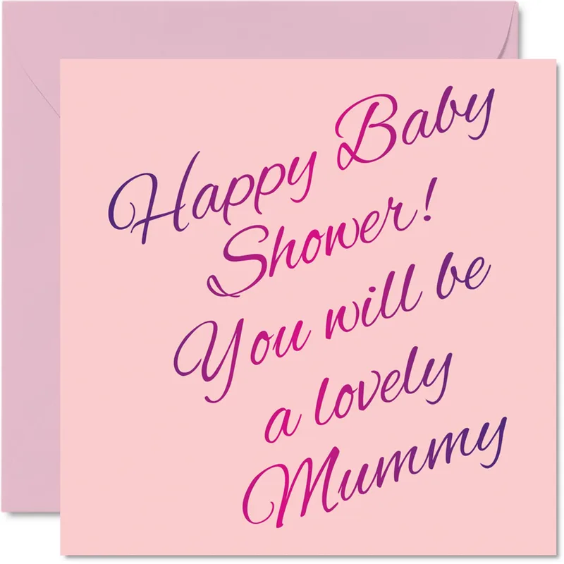Pink Purple Script Baby Shower Card Celebrating New Mom