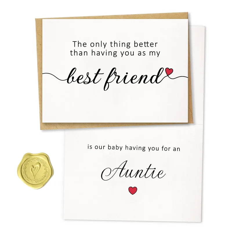 Script Heart Accent Pregnancy Card: Best Friend to Auntie Announcement