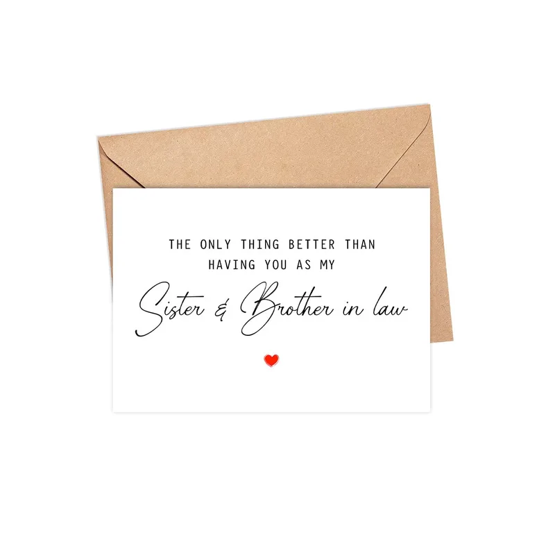 Having Card – Sister and Brother in law announcement card with red heart – Greeting Card in natural
