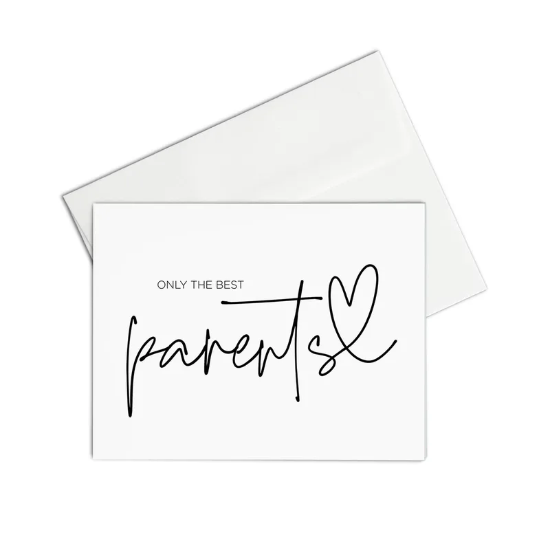Black Script Heart Accent Card features minimalist black