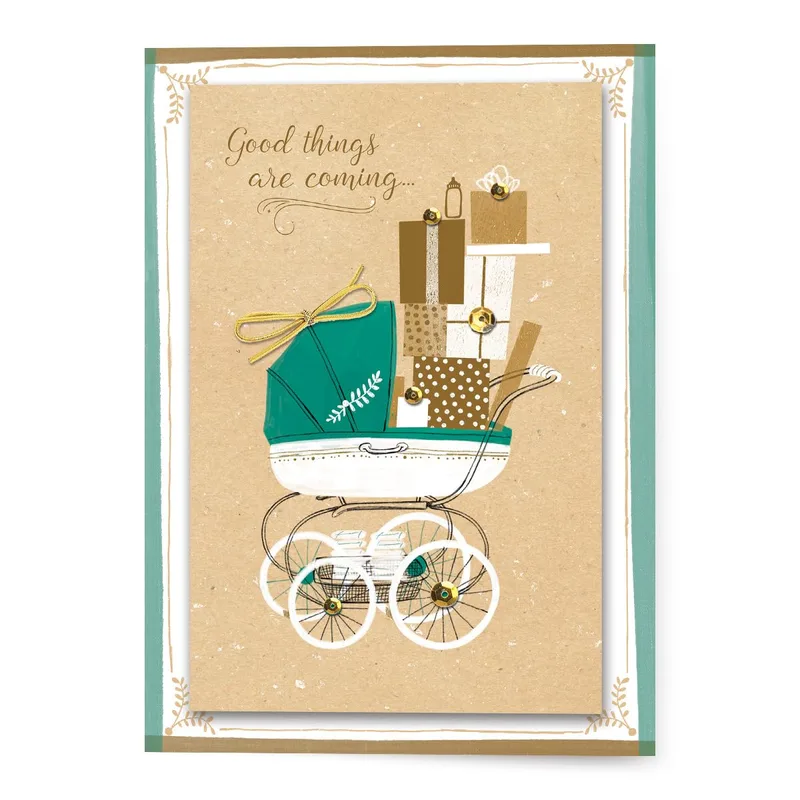 Stroller Gift Boxes New Baby Card Celebrating a Coming Arrival
