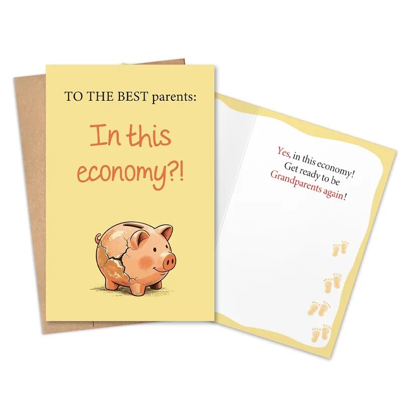 Piggy Bank Card Pregnancy Card for Grandparents Again Announcement