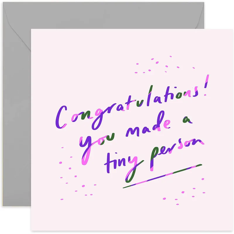 Script Pink Dots New Baby Card Celebrates Creating a Tiny Person