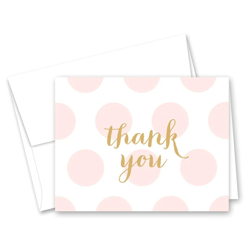 Polka Dots Gold Thank You Card – Greeting Card in natural