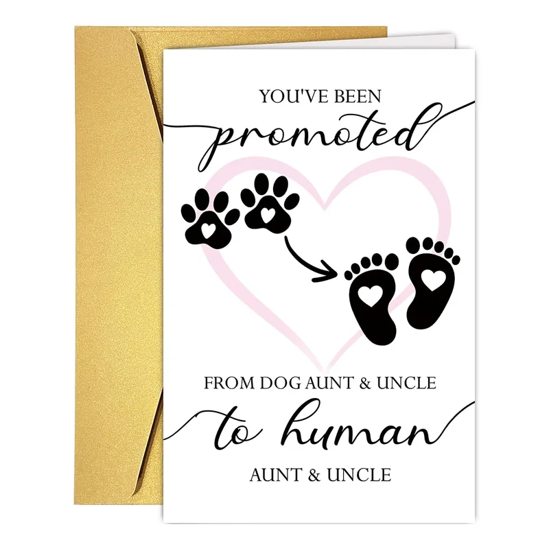 Prints Footprints Heart Pregnancy Card for Dog Aunt and Uncle