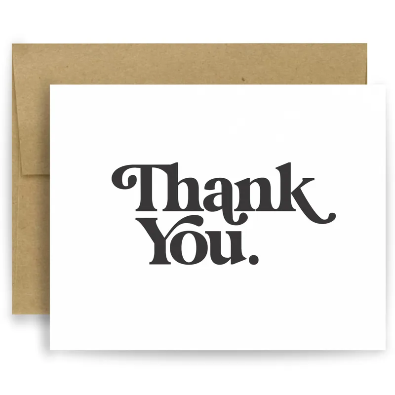 Serif White Card Thank You Card - Bold Typography for Gratitude