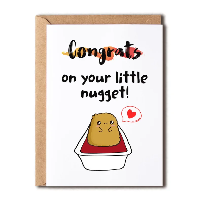 Nugget Sauce Cup New Baby Card Congrats on Your Little Nugget