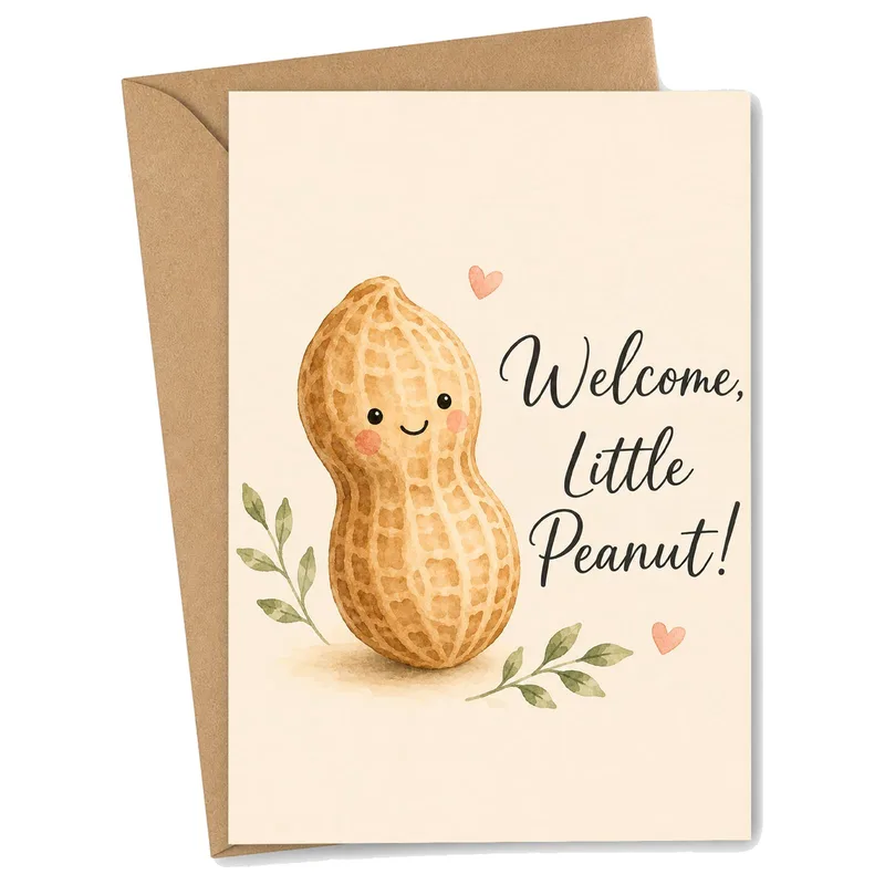 Peanut Cream New Baby Card – Greeting Card in natural