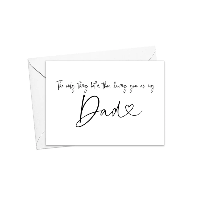 Script White Card Love Card: A Minimalist Message for New Dads