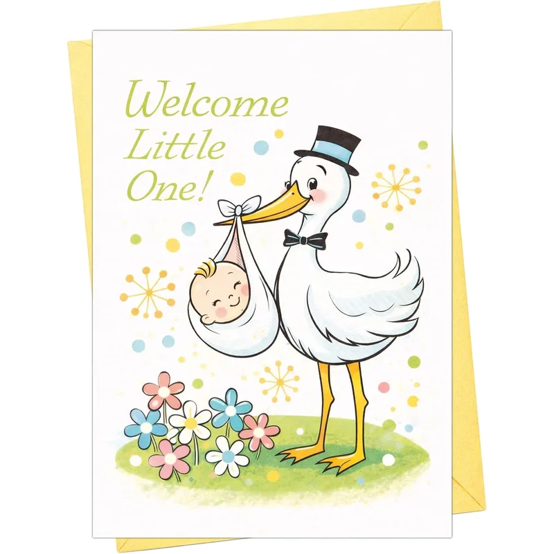 Baby Flowers Yellow New Baby Card Welcoming a New Arrival