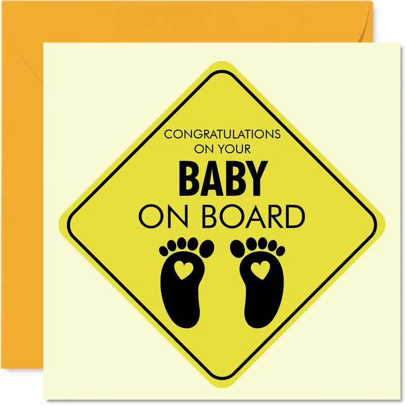Yellow Diamond Footprints Pregnancy Card for New Parents