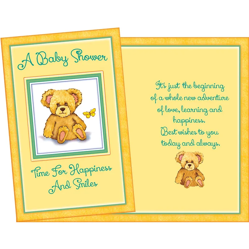 Teddy Bear Yellow Baby Shower Card Celebrating New Beginnings
