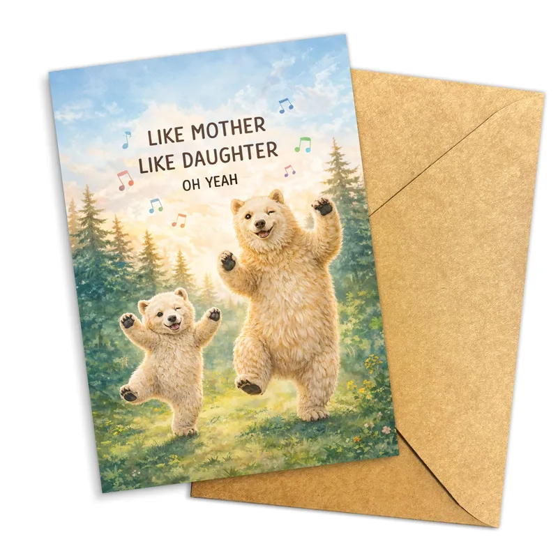 Bear Cubs Forest Dancing Card for New Moms