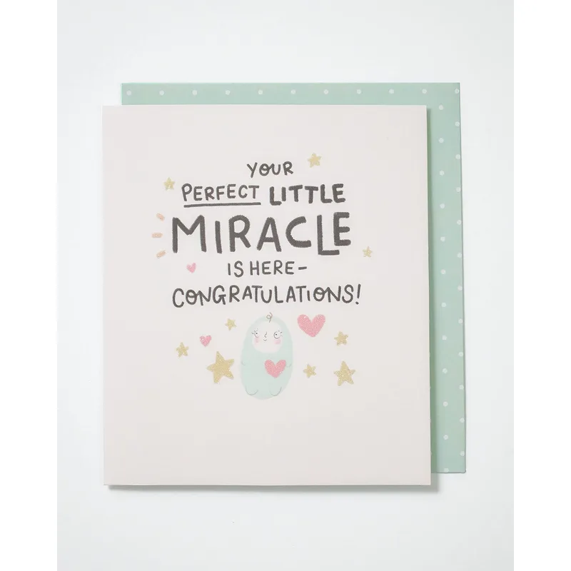 Card Mint Stars New Baby Card Celebrates a Perfect Little Miracle