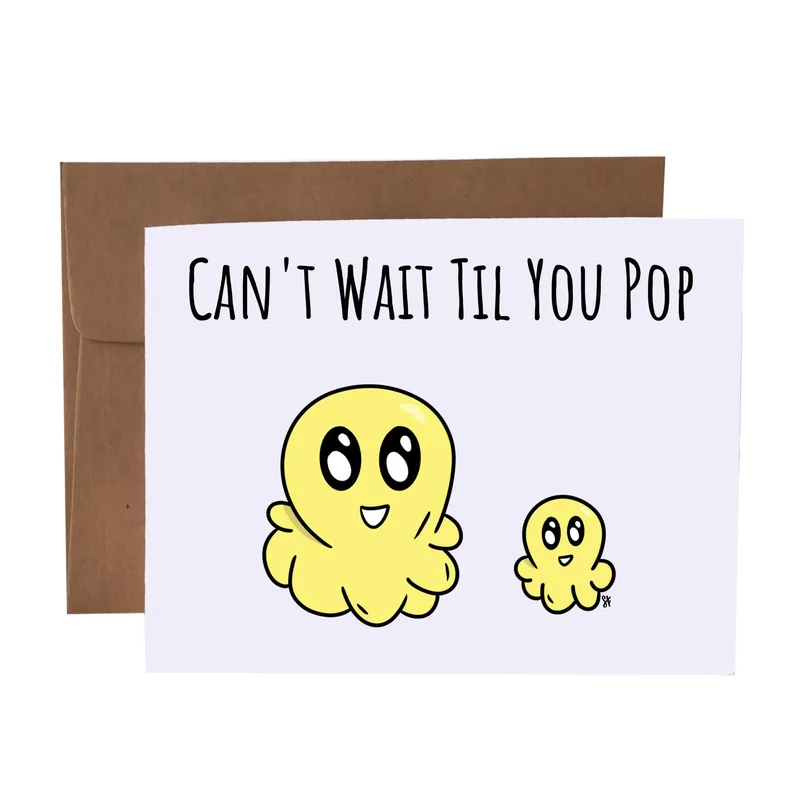 Yellow Octopus Pair Pregnancy Card for a Poppy Baby Shower