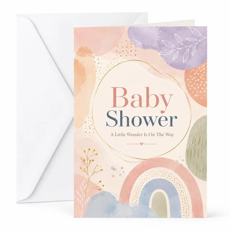 Pastel Rainbow Baby Shower Card Celebrates New Life