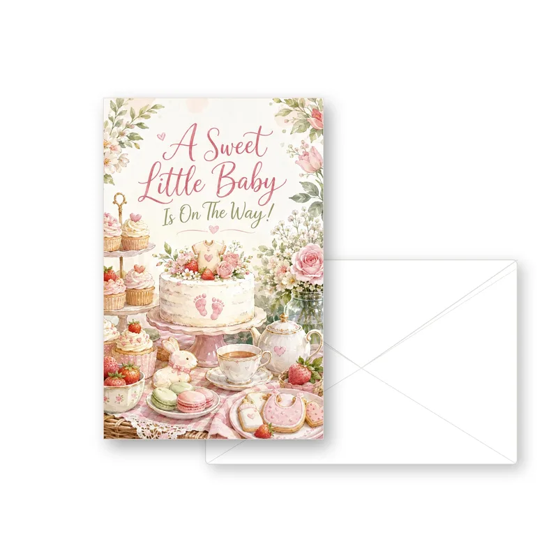 Dessert Table Florals Baby Shower Card Celebrates New Arrivals