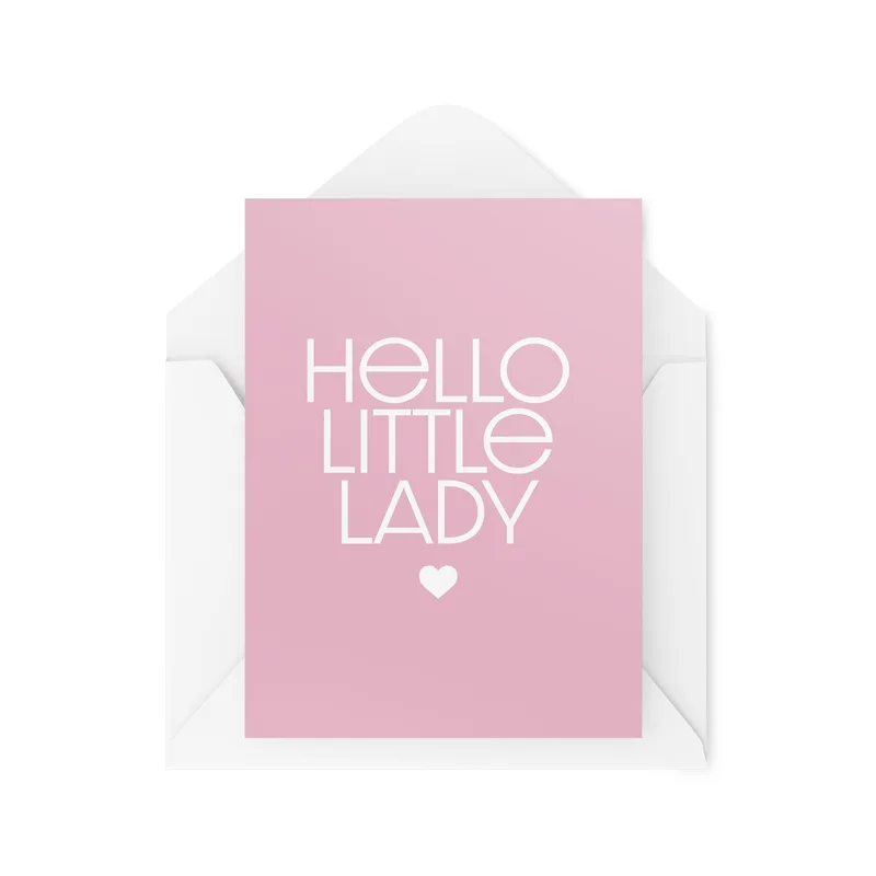 Hello Little Lady New Baby Card: Pink Greeting for a New Arrival