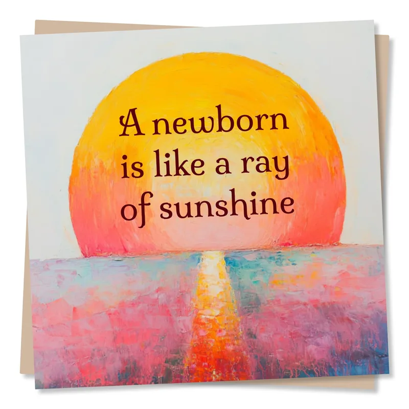 Sunset Painted Road New Baby Card Celebrates Arrival