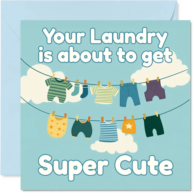 Baby Clothes Clothesline New Baby Card for Laundry Lovers