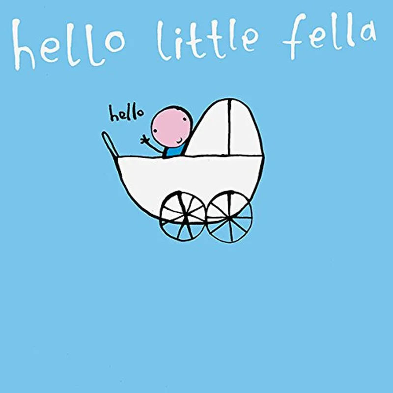 Baby Stroller Sketch New Baby Card Hello Little Fella Greeting