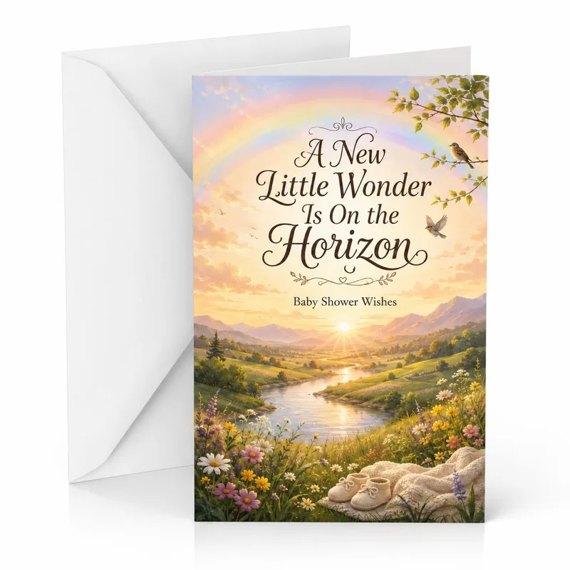 Sunrise Landscape River Baby Shower Card for a New Arrival