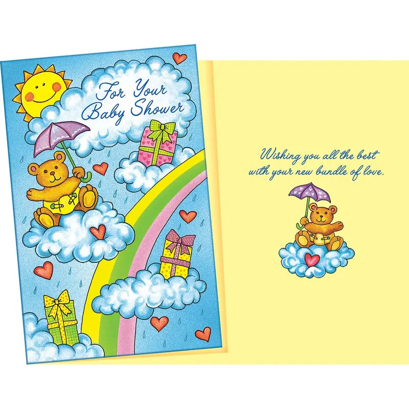 Clouds Teddy Bears Baby Shower Card featuring a teddy bear
