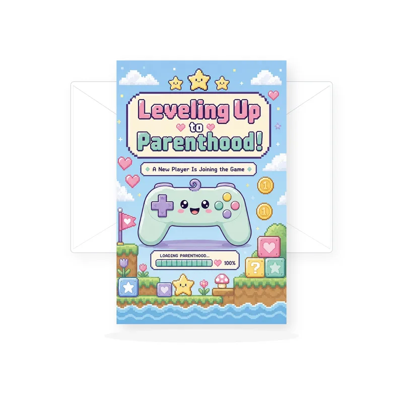 Video Game Parenthood Pregnancy Card: Leveling Up