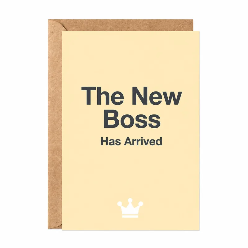 Cream Crown Minimal New Baby Card Celebrates the New Boss