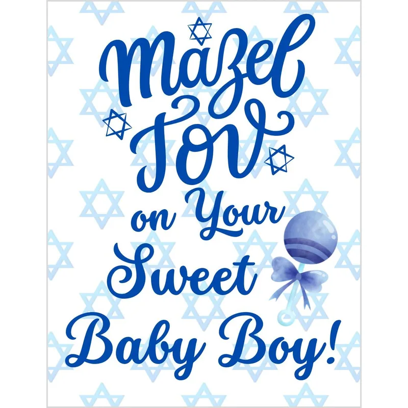 Blue Star David New Baby Card Celebrating a Sweet Baby Boy