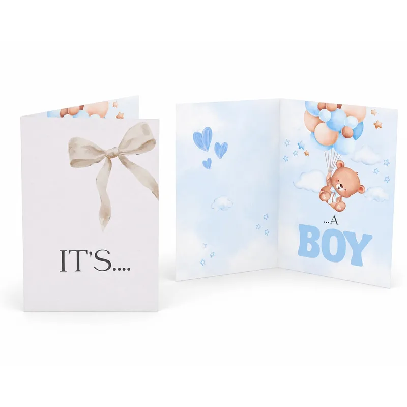Blue Bear Balloons Pregnancy Card It's a Boy Announcement