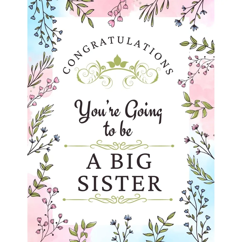 Pastel Floral Pregnancy Card: Big Sister Announcement Greeting