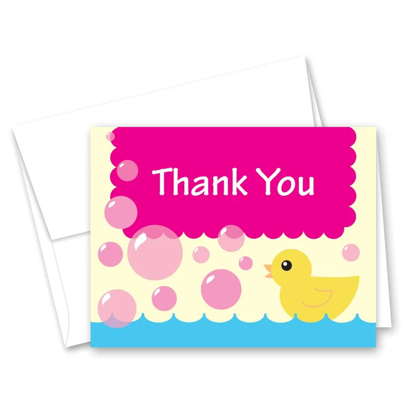 Bubbles Yellow Duck Thank You Card for New Baby Gifts