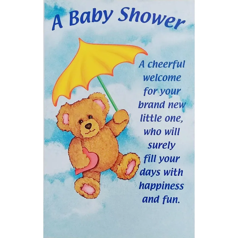 Bear Yellow Umbrella Baby Shower Card Celebrating a New Little One